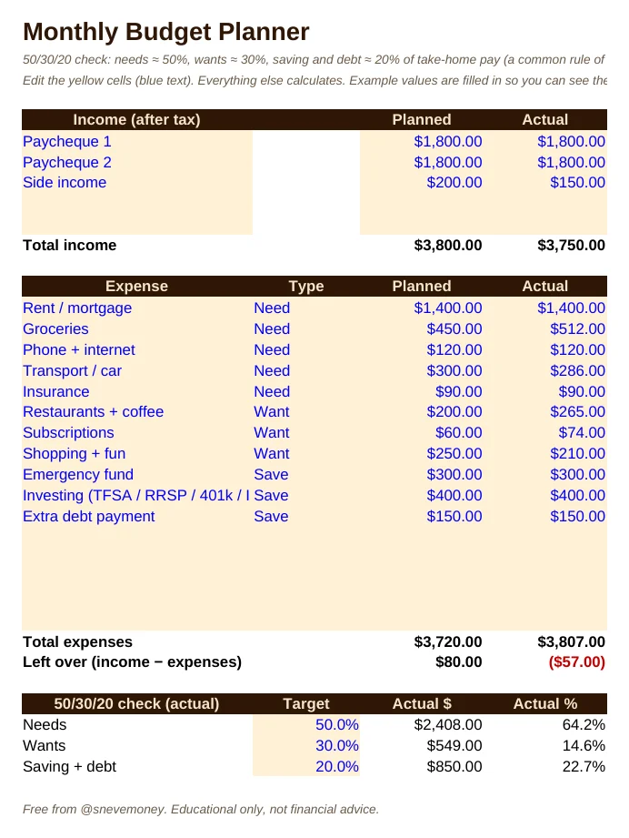 Monthly Budget Planner preview